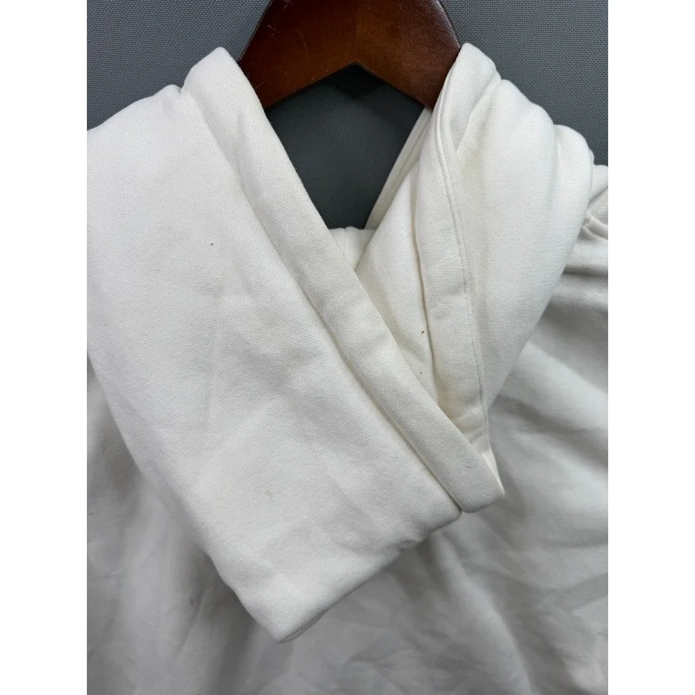 UGG Hoodie Women White Sherpa Logo Pullover Fleece Sweatshirt Medium - Picture 7 of 8